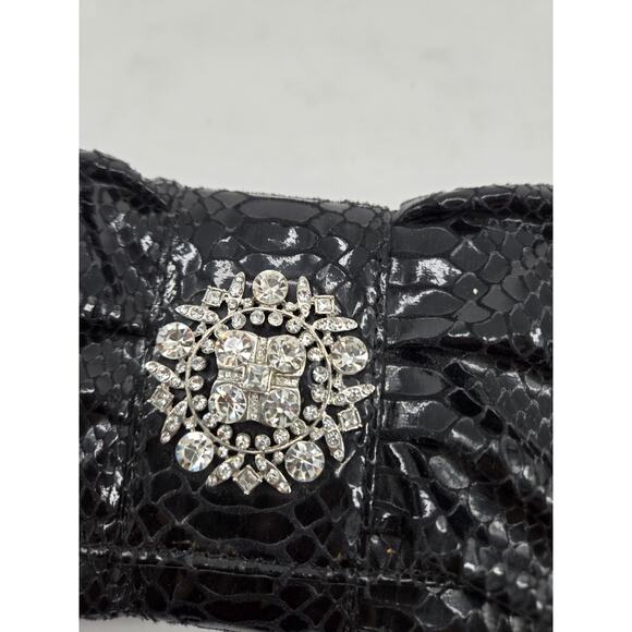 Glam Hollywood Ruffle Evening Rhinestone Brooch IMAN Global Clutch Purse - Picture 5 of 16